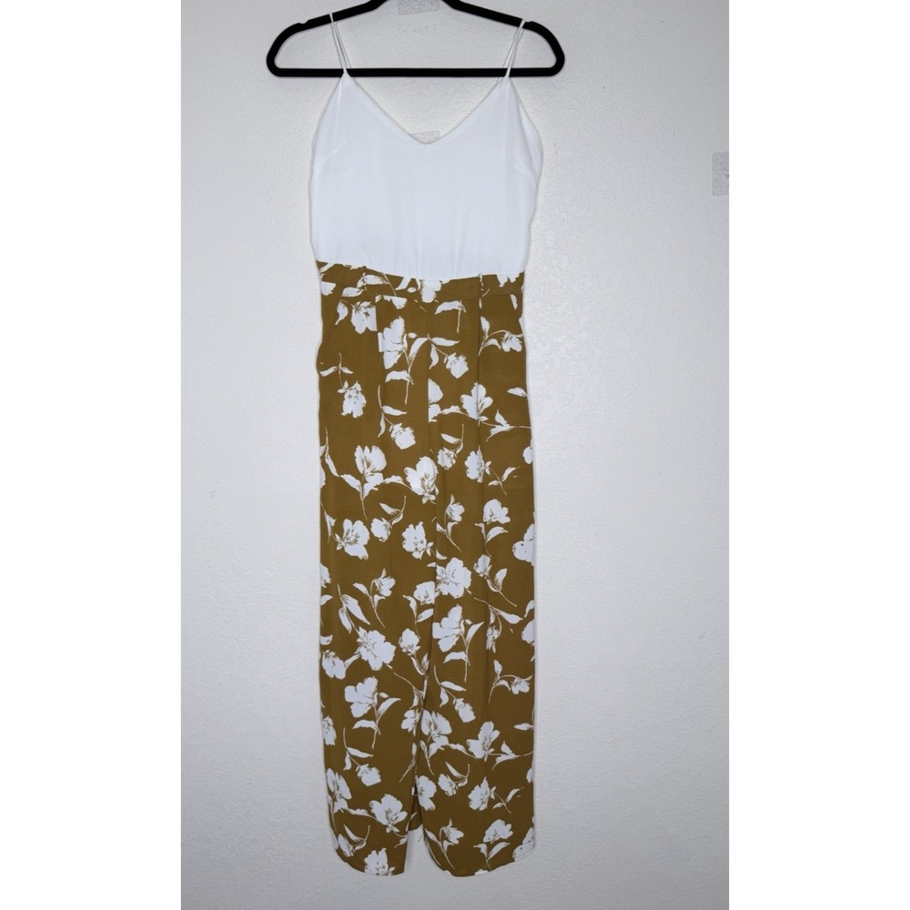 Everly Wide Leg Jumpsuit Womens Size S Mustard Yellow Floral Strappy Coastal‎